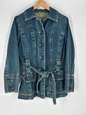 I.E. Relaxed Jacket Womens Med Denim Utility Zip Pocket Button Y2K Grunge 90’s